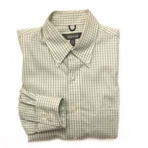 Kenneth Cole Reaction Green Checkered Dress Shirt